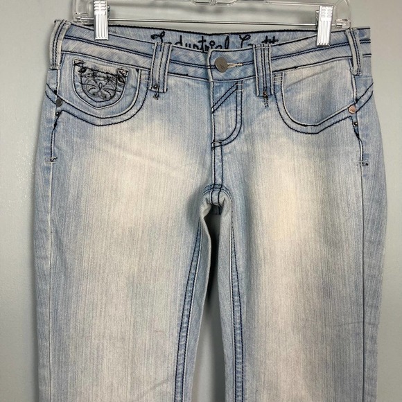 INDUSTRIAL Cotton Light Wash Boot Cut Denim Jeans Junior's Size 5 Navy Contrast - Picture 4 of 12